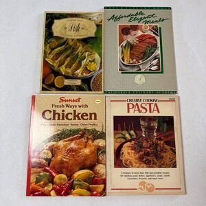 Vintage Cookbook Lot 4 Sunset Chicken Pasta Fish California Culinary Academy‎